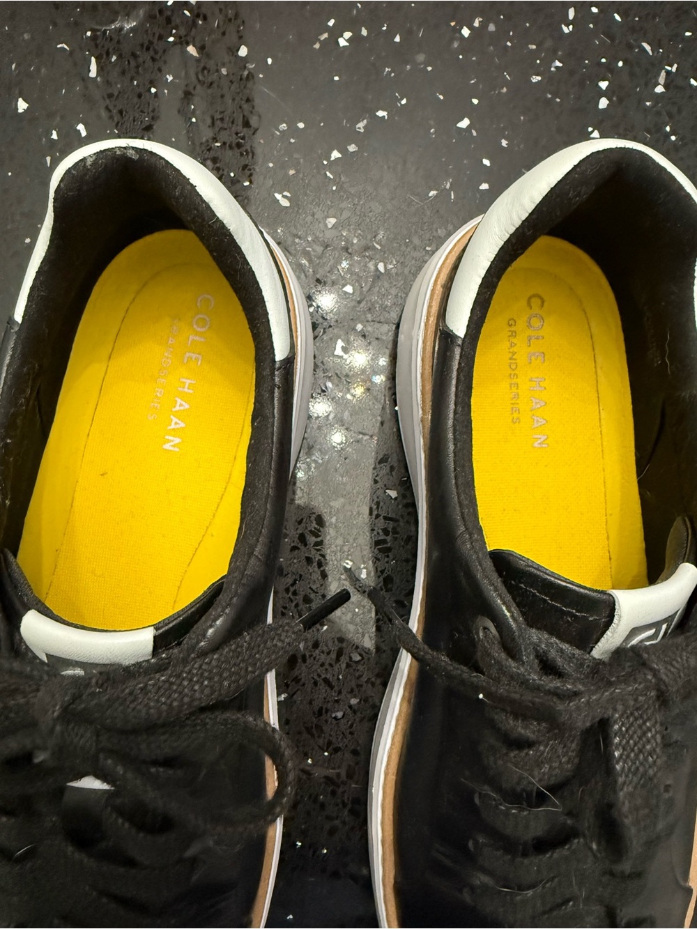 Cole Haan Black Leather Sneakers with White Heel and White Sole - Picture 3 of 6